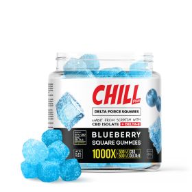 D8 & CBD Blend - Blueberry Force Squares Gummies - Chill Plus - 1000X