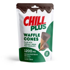 100mg D8, THCP Waffle Cones - Hazelnut Cream + Milk Chocolate