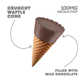 100mg D8, THCP Waffle Cones - Milk Chocolate