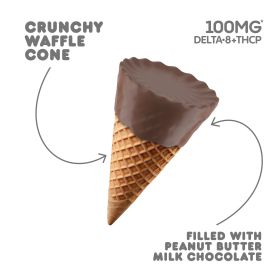 100mg D8, THCP Waffle Cones - Peanut Butter + Milk Chocolate
