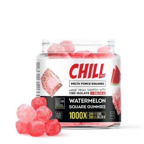 D8 & CBD Blend - Watermelon Gummies - Chill Plus - 1000X - Thumbnail 1