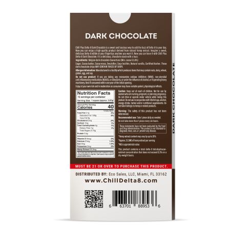 500mg Dark Chocolate Bar - Delta 8 - Thumbnail 3