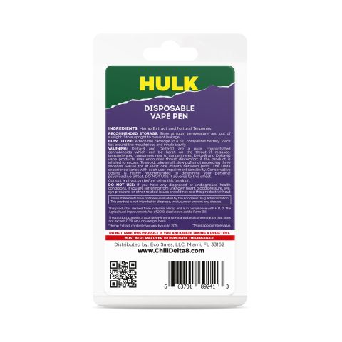 Skywalker Delta 8 - HULK Disposable - Chill Plus - 920mg - Thumbnail 3
