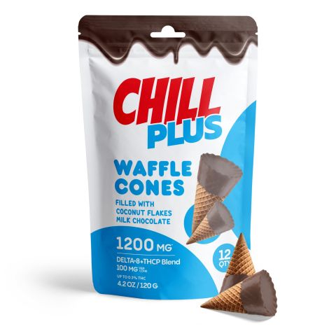 100mg D8, THCP Waffle Cones - Coconut Flakes + Milk Chocolate - Thumbnail 2