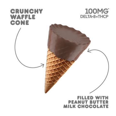 100mg D8, THCP Waffle Cones - Peanut Butter + Milk Chocolate - Thumbnail 3