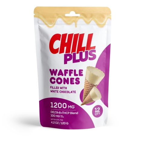 100mg D8, THCP Waffle Cones - White Chocolate - Thumbnail 1