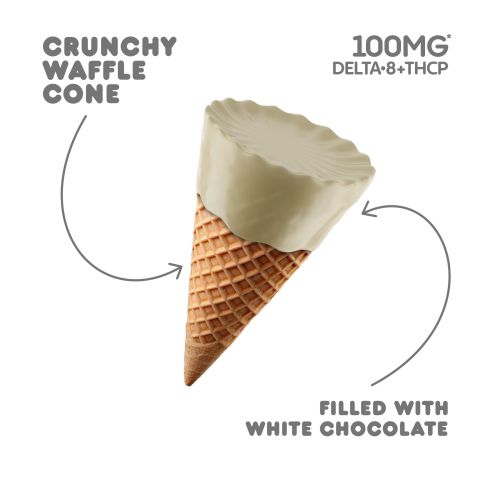 100mg D8, THCP Waffle Cones - White Chocolate - Thumbnail 4