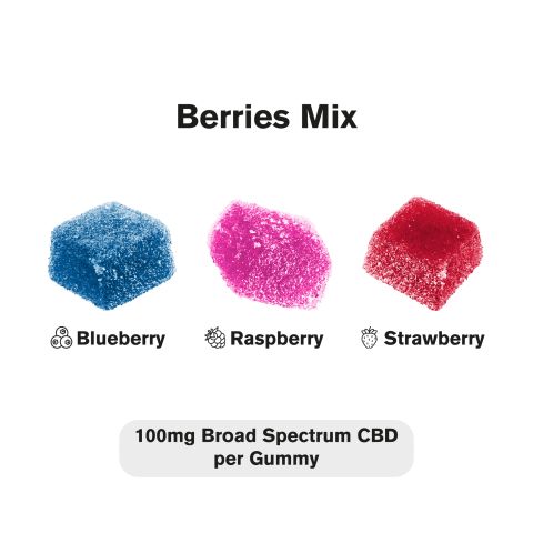 100mg Broad Spectrum CBD Gummies - Berries Mix - Thumbnail 3