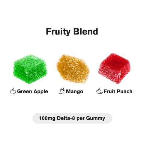 100mg Delta 8 THC Gummies - Fruity Blend - Thumbnail 3