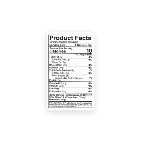140mg Sleep Gummies - Full Spectrum CBD, CBN, L-Theanine, Melatonin - Thumbnail 5