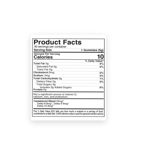 Triple D Blend - 25mg Gummies - D8, D9, D10 - Thumbnail 5