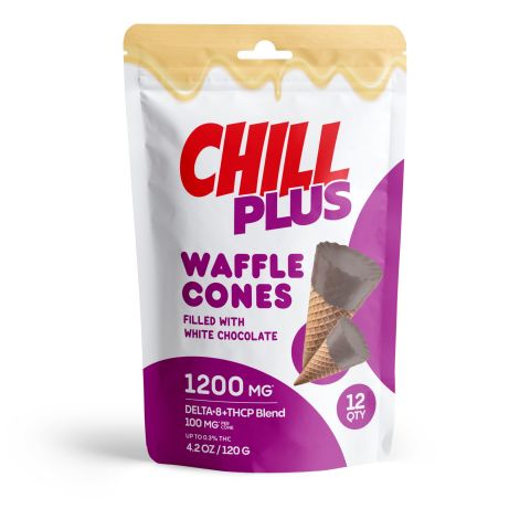 100mg D8, THCP Waffle Cones - White Chocolate - Thumbnail 1