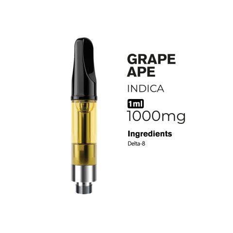 1000mg D8 Vape Cart - Grape Ape - Indica - 1ml - Thumbnail 2