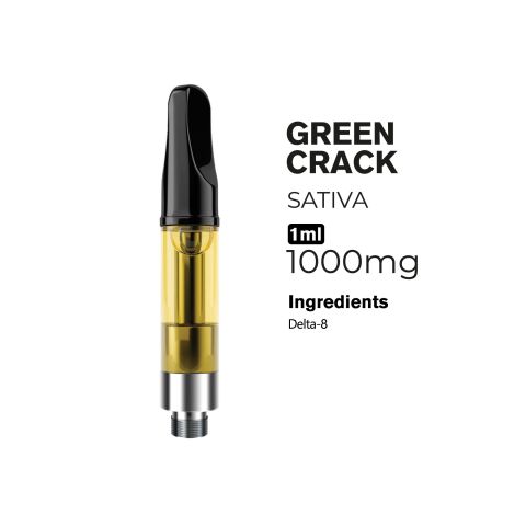 1000mg D8 Vape Cart - Green Crack - Sativa - 1ml - Thumbnail 2