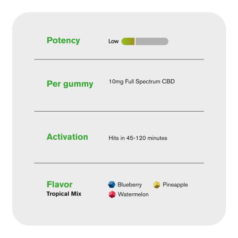 10mg Full Spectrum CBD Gummies - Tropical Mix - Thumbnail 5