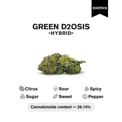 Green D2OSIS Flower - THCA - Hybrid - Thumbnail 4