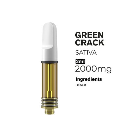 2000mg D8 Vape Cart - Green Crack - Sativa - 2ml - Thumbnail 2