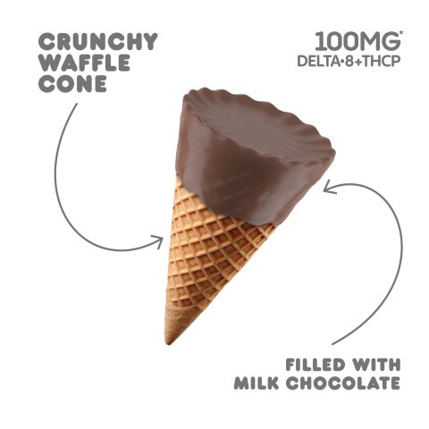 100mg D8, THCP Waffle Cones - Milk Chocolate - Thumbnail 4