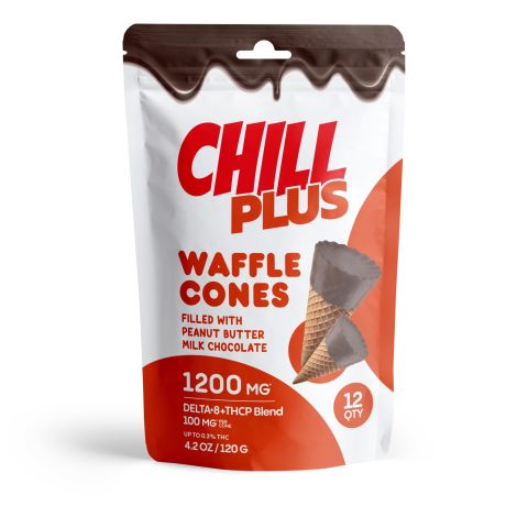 100mg D8, THCP Waffle Cones - Peanut Butter + Milk Chocolate - Thumbnail 3