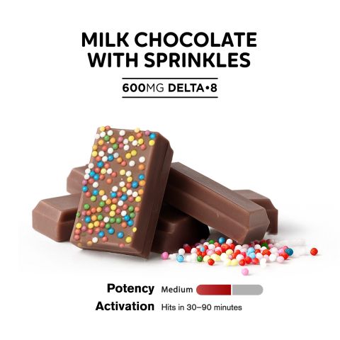 600mg Milk Chocolate & Sprinkles Bar - Delta 8 - Thumbnail 4