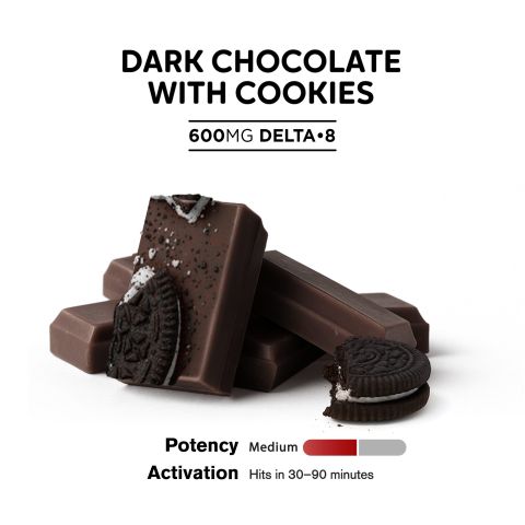 600mg Dark Chocolate & Cookies Bar - Delta 8 - Thumbnail 4