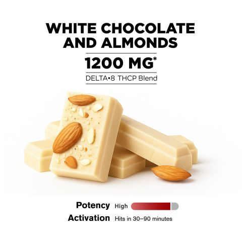1,200mg White Chocolate & Almonds Bar - Delta 8 - Thumbnail 4