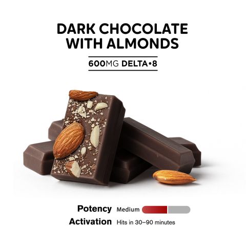 600mg Dark Chocolate & Almond Bar - Delta 8 - Thumbnail 4