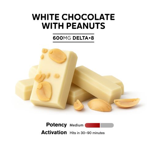 600mg White Chocolate & Peanuts Bar - Delta 8 - Thumbnail 4
