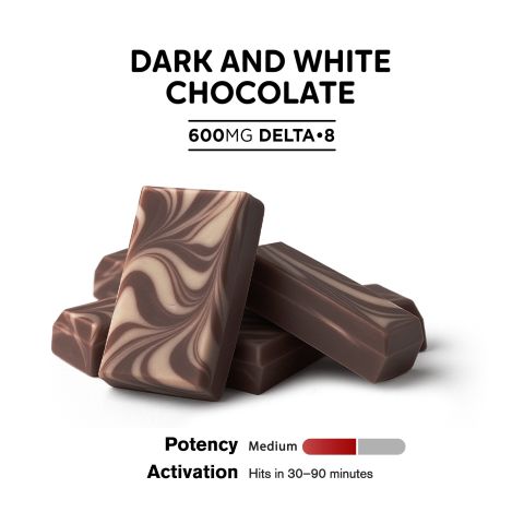 600mg Dark & White Chocolate Bar - Delta 8 - Thumbnail 4