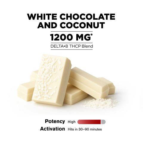 1,200mg White Chocolate & Coconut Flakes Bar - Delta 8 - Thumbnail 4