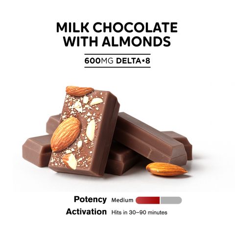 600mg Milk Chocolate & Almonds Bar - Delta 8 - Thumbnail 4
