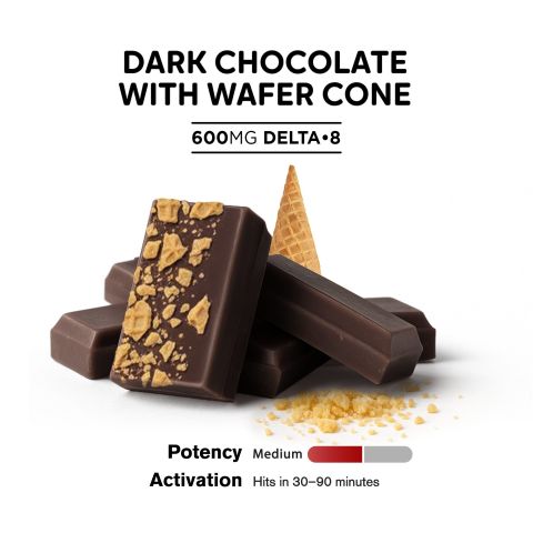 600mg Dark Chocolate & Wafer Cones Bar - Delta 8 - Thumbnail 4