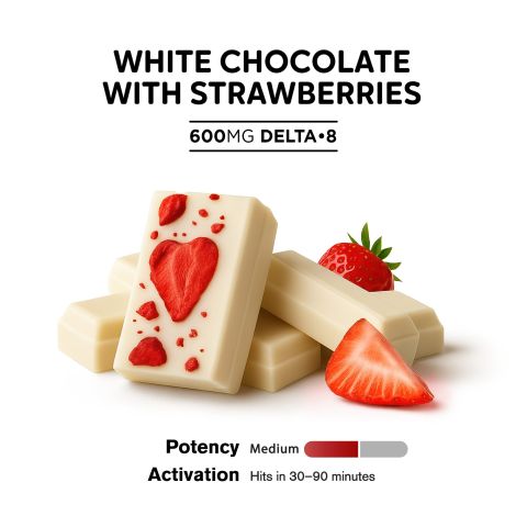600mg White Chocolate & Strawberries Bar - Delta 8 - Thumbnail 4
