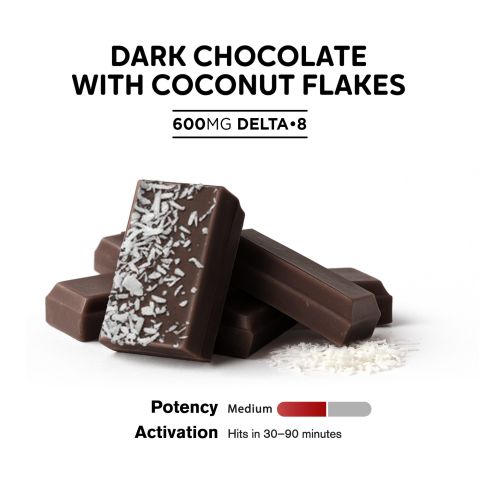 600mg Dark Chocolate & Coconut Flakes Bar - Delta 8 - Thumbnail 4