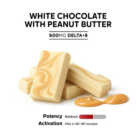 600mg White Chocolate & Peanut Butter Bar - Delta 8 - Thumbnail 4