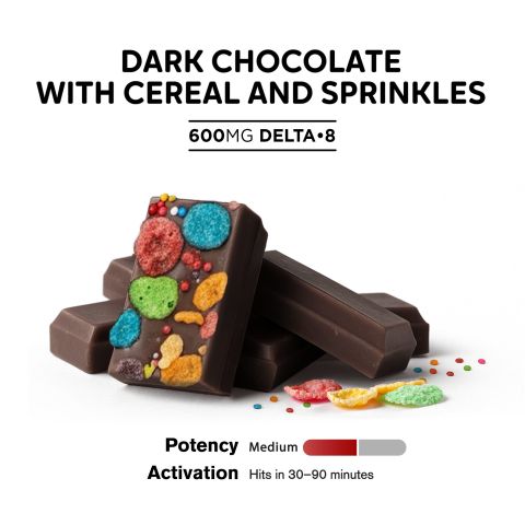 600mg Dark Chocolate w/ Cereal & Sprinkles Bar - Delta 8 - Thumbnail 4
