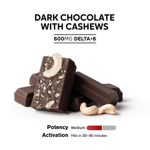 600mg Dark Chocolate & Cashews Bar - Delta 8 - Thumbnail 4