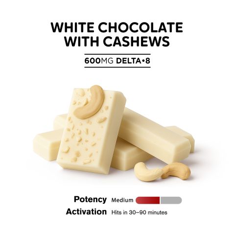 600mg White Chocolate & Cashews Bar - Delta 8 - Thumbnail 4