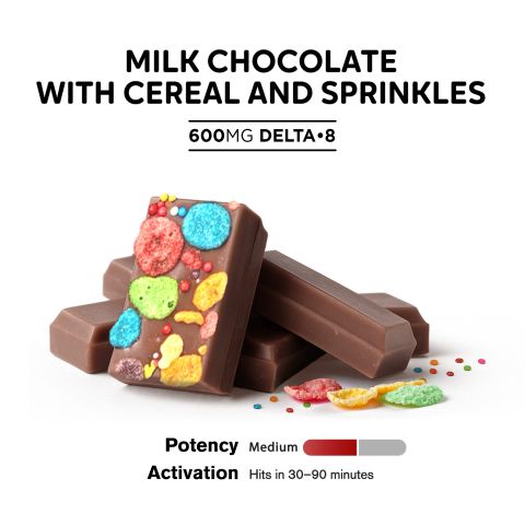 600mg Milk Chocolate w/ Cereal & Sprinkles Bar - Delta 8 - Thumbnail 4