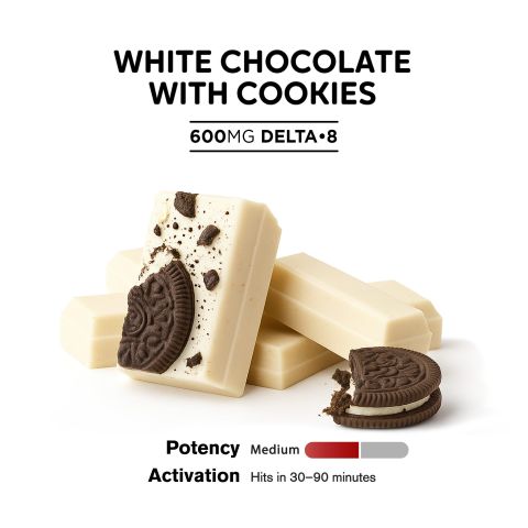 600mg White Chocolate & Cookies Bar - Delta 8 - Thumbnail 4