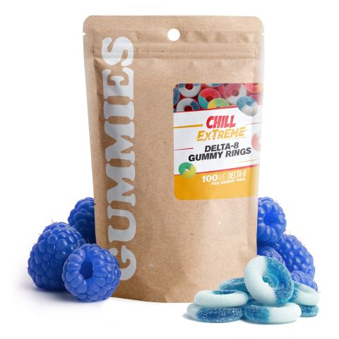 100mg Delta 8 Gummies - Sour Blue Raspberry Rings - Thumbnail 3