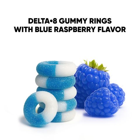 100mg Delta 8 Gummies - Sour Blue Raspberry Rings - Thumbnail 5