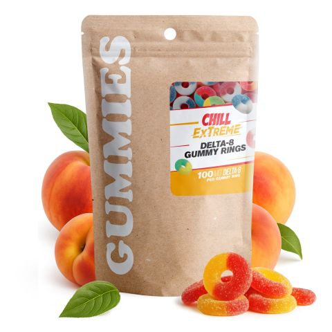 100mg Delta 8 Gummies - Peach Sour Rings - Thumbnail 3