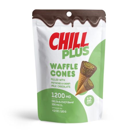 Chill Plus Waffle Cones - Pistachio & Kadaifi, Milk Chocolate - D8+THCP Blend - 1200MG - Thumbnail 3