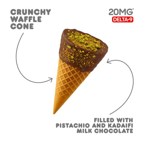 20mg Pistachio & Kadaifi + Milk Chocolate Waffle Cones - Delta 9 - Thumbnail 4