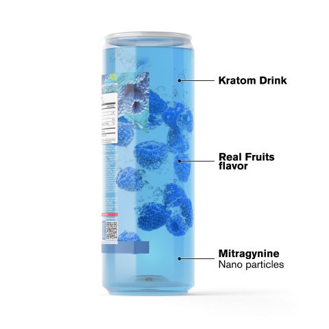 50mg Mitragynine & Kratom Nano Electrolyte Drink - Blue Raspberry - Fresh - Thumbnail 3