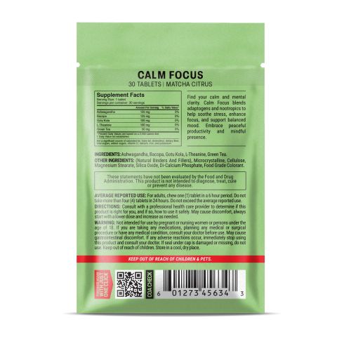 500mg - Calm Focus - Matcha Citrus - Mood Tablets - Thumbnail 8