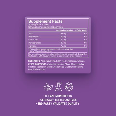 500mg - Anti-Aging Antioxidant - Blackcurrant Grape - Mood Tablets - Thumbnail 9
