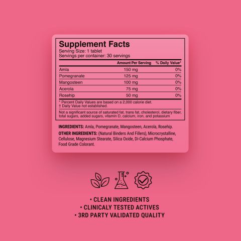 500mg - Skin Brightening SuperFruit - Pink Lemonade - Mood Tablets - Thumbnail 9