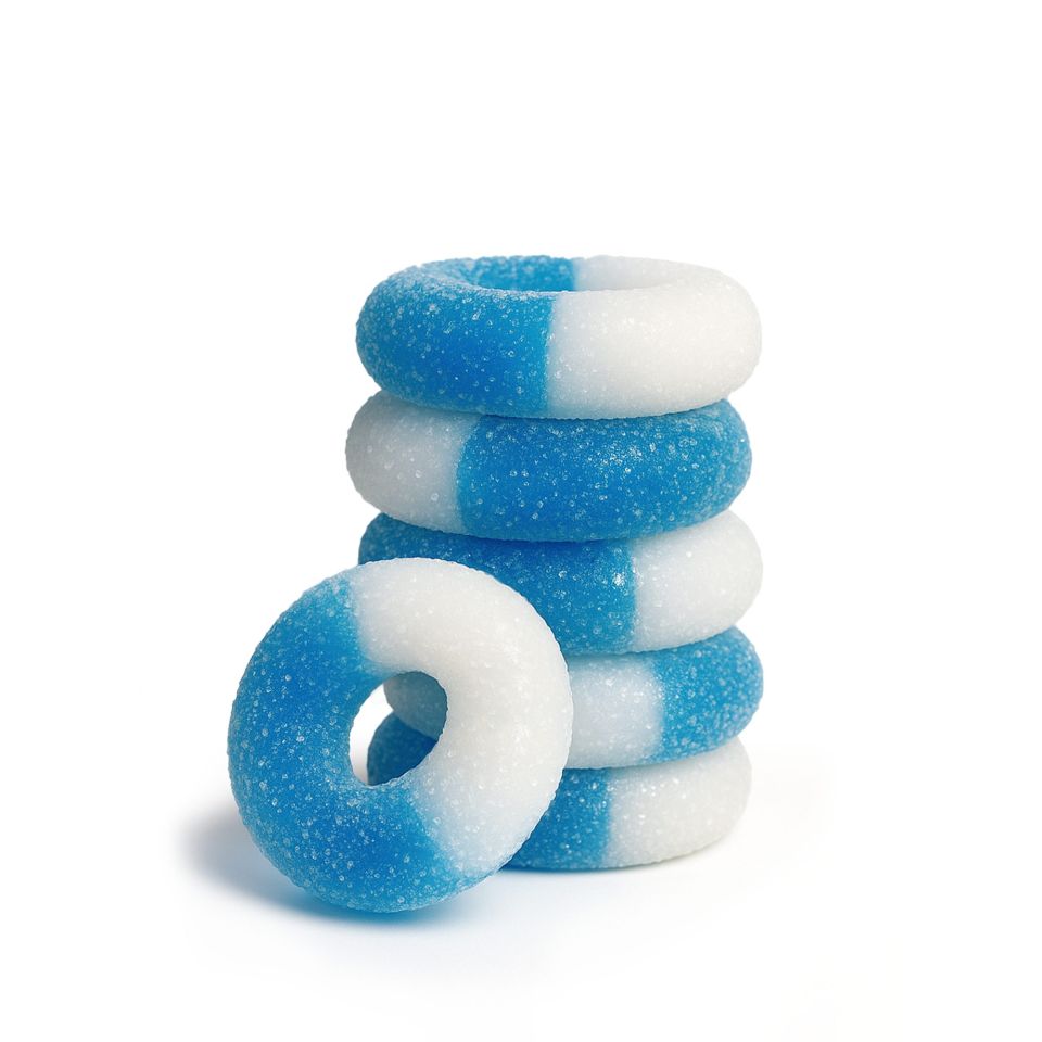 100mg Delta 8 Gummies - Sour Blue Raspberry Rings